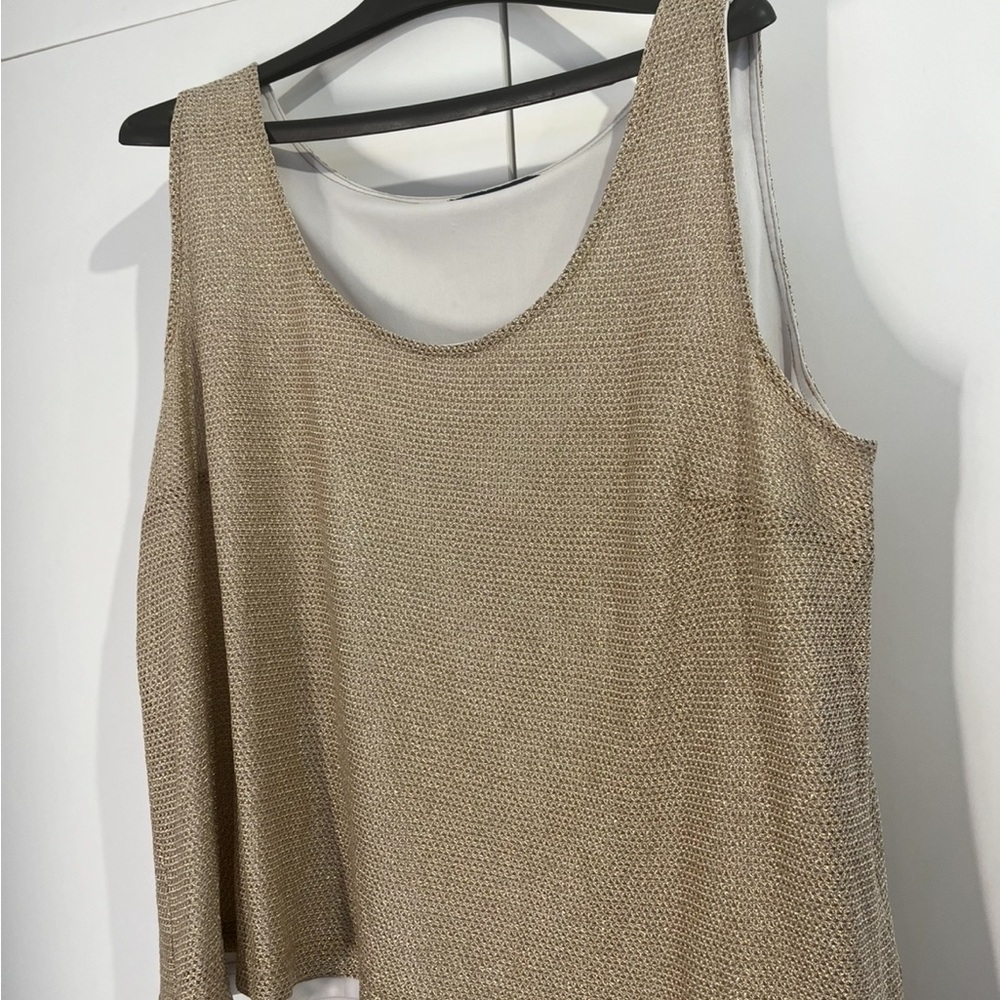 Penningtons Tan Asymmetrical Sleeveless Tank Top
